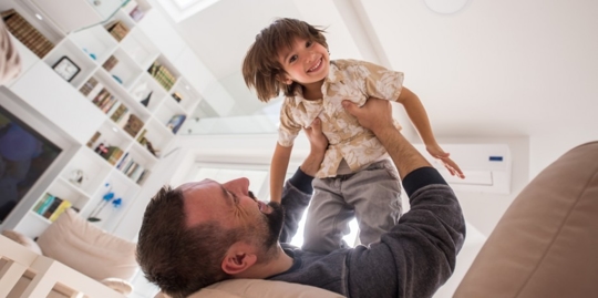 father-and-child playing