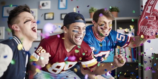 three guys streaming superbowl