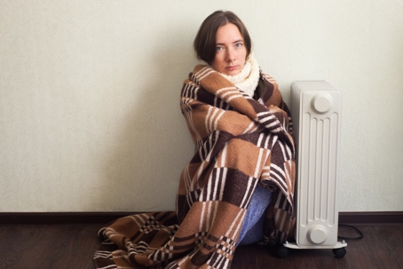 woman wrapped in blanket