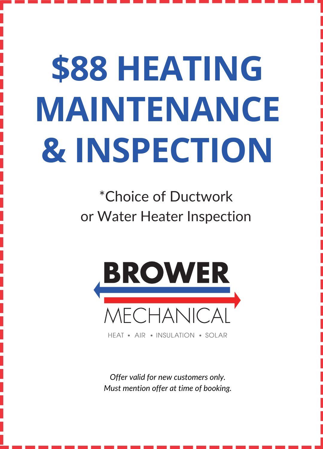Brower Special $88 Heating Maintenance Graphic Coupon