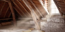 dirty attic insulation