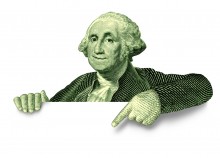 George washington pointing at announcement