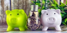 green energy savings concept with piggy banks