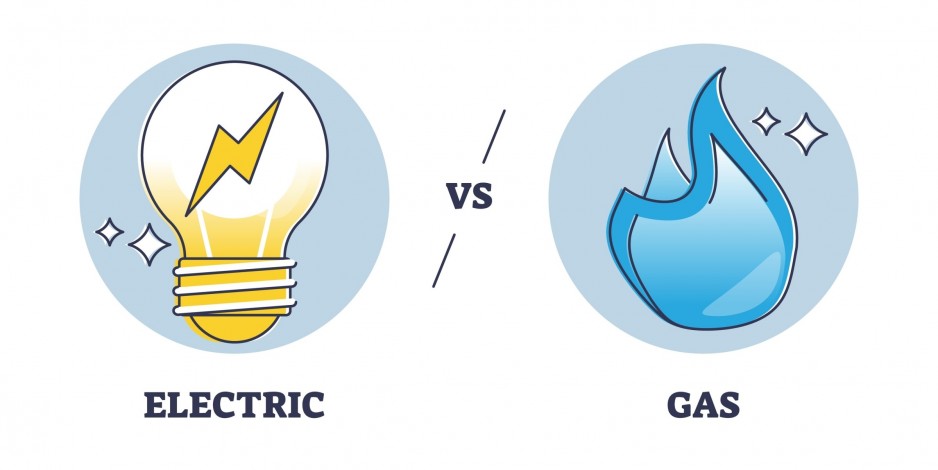 electric vs. natural gas icon comparison graphic