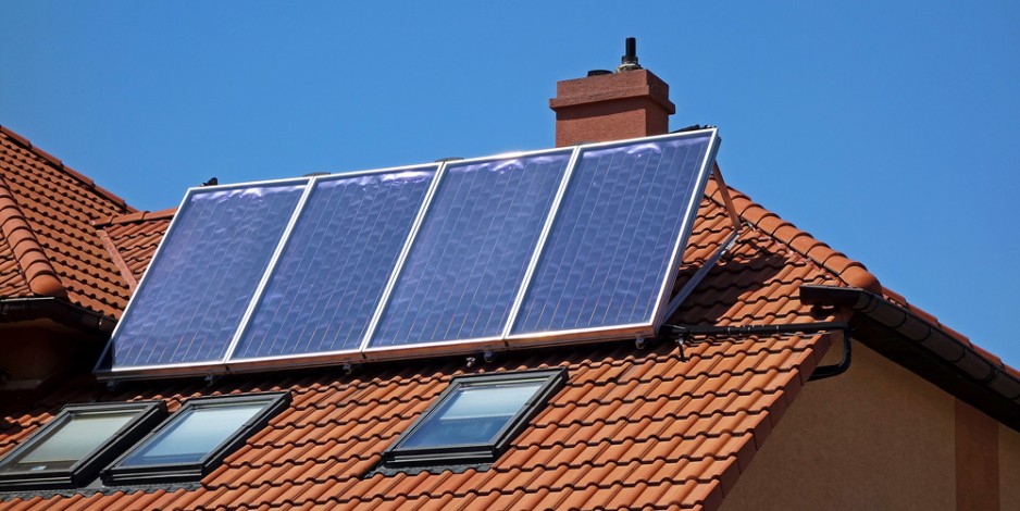 Small solar installation on roof of house
